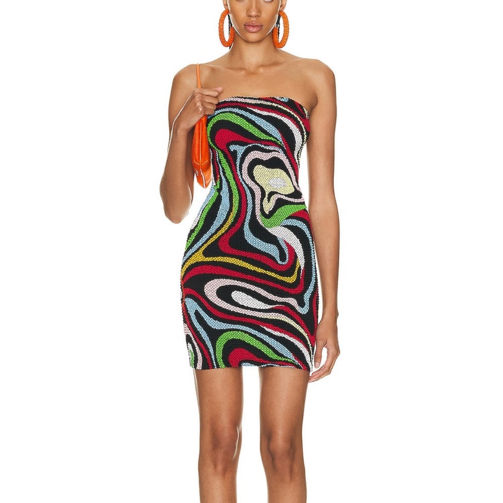 Emilio Pucci Seersucker Strapless Mini Dress